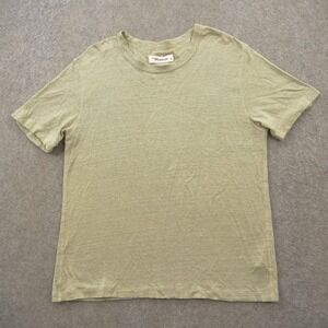 Venroy Shirt Mens Medium Green Linen Crew Neck Short Sleeve Tee